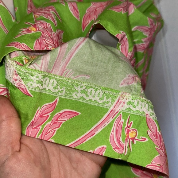 VINTAGE LILLY PULITZER PINK & GREEN PALM TREE COTTON SUMMER DRESS SZ 6 - Picture 7 of 7